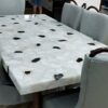 42 x 42 Inches White and Black Agate Stone Square Shape Hallway Table Epoxy Art Dining Table Top for Home Furniture Decor