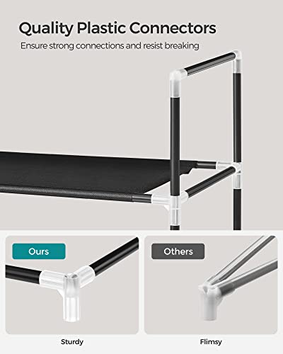 SONGMICS 2-Tier Rack, Shoe Storage for Hallway Closet, Slim and Space-Saving, Metal Frame, Non-Woven Fabric Shelves, Black LSH052B01