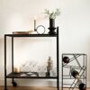 LaLe Living Vino Wine Rack in Black Brushed Iron for 9 Wine Bottles 26 x 45.5 cm for Storing, Storing Wine and Water Bottles in Geometric Design