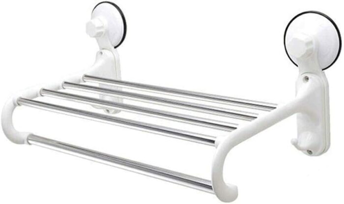 Vacuum Suction Cup Towel Bar,Removeable Shower Mat Rod Shower Door Adhesive Towel Bar Suction Towel Rack