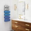 Towel Storage Rack Wall Mounted – Hanging Towel Rack for Bathroom with 6 Compartments – Metal Wine Rack Practical Towel Rail Organizer of Bathroo