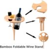 Folding Wine Table, Wooden Outdoor Picnic Table, Portable Trestle Small Table 2 in 1 Wine Glass Rack for Camping/Garden/BBQ/Banquet/Picnic Party(