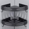 Hoomtaook Bathroom Corner Shelves Shower Shelf No Drilling Bathroom Caddy Storage Shower Organiser Adhesive Rustproof Metal Wall Mounted 2 Packs