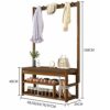 Clothes rack bamboo, coat rack with bench, clothes rack with 5 hooks and shoe rack, multi-purpose open clothes rail wood for hallway living room,