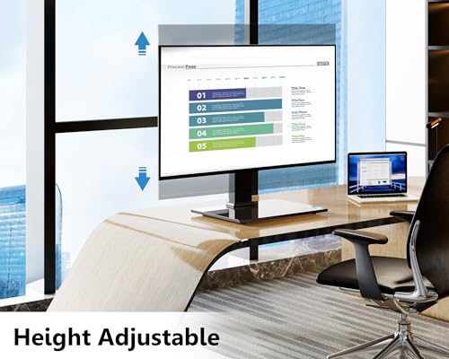 FITUEYES Universal TV Stand for 19-42" TVs,Tabletop TV Pedestal,Holds 45kgs,Swivel Height Adjustable,Black TT104001GB