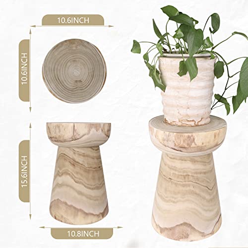 Uziass Wooden Stool for Tree Stump,Coffee Table,Side Table Made in Solid,Plant Stool wiht Natural Solid Wood For Indoor living rooms and Bedrooms