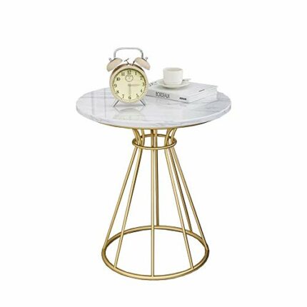 JYDQM Nordic Side Table Simple Marble Round Living Room Sofa Bedside Table, Sturdy and Stable Construction