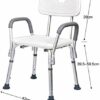 CHEWO Bath Stools,Shower Stool Bathroom Seat Bath Seat Height Adjustable with Armrests Lightweight Aluminum with Backrest Folder for Elderly Woma