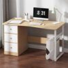 HDDFG Modern Fashion Computer Desk Office Computer Stand Desk Student Writing Study Desk 3 Drawer Learning Table Home Furniture Home Office Game