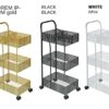 UXZDX Iron Rack Bedroom Kitchen Metal Mobile Bathroom Storage Rack Wheeled Trolley Gold Kitchen Cart Kitchen Island (Color : Svart, Size : 40x29x