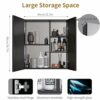 HOTIPRO Bathroom Medicine Cabinet with Mirror 31.5 x 26.7 Inch Wall-Mounted Bathroom Mirror Cabinet 2-Door Black Aluminum Medicine Cabinet Waterp