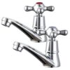 Traditional Victorian Pair of Basin Taps Bathroom Sink Taps Mixers Hot and Cold Bath Brass Faucet - Chrome Plated