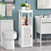 Bathroom Storage Cabinet,Laundry Room Cabinets with 1 Open Compartments and 2 Tier Shelf with Doors, Multifunctional Floor Cabinet for Home Offic