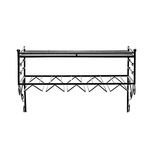 NEOCHY Wine Rack Retro Modern Wall-Mounted Wine Bottle Display Stand Floating Goblet Hanging