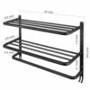 Winmien 3-Tier Bathroom Towel Shelf with Tower Bars, Stainless Steel Towel Racks for Bathroom Wall Mounted (Black，24 inch)