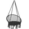 VOUNOT Swing Chair with Round Seat Cushion, Macrame Hammock Hanging Chair for Indoor, Outdoor, Beige