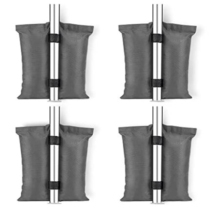 KEPLIN 4pk Weight Bags for Gazebo & Tents, Heavy Duty Secure Feet Bags with Velcro Straps for Canopy, Umbrella, Trampoline, Patio Shelters | Fill