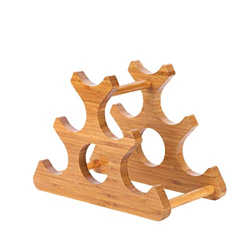 PIBM Stylish Simplicity Wine Rack Bamboo Wine Rack, Free-Standing Wine Rack, Geometric, 6 Bottles of Red Wine, 35 * 18 * 25.5Cm