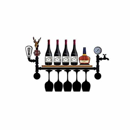 NEOCHY Wine Rack Modern Wall-Mounted Vintage Decoration for Living Room Bar Modern Wall-Mounted Decorative Goblet Hanging