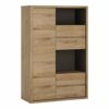 Furniture To Go | Shetland, Oak Effect, 1 Door 4 Drawer Display Cabinet