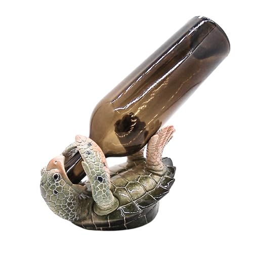 Turtle Wine Bottle Holder, Nautical Décor, Freestanding Tabletop Decoration, 5 Inches