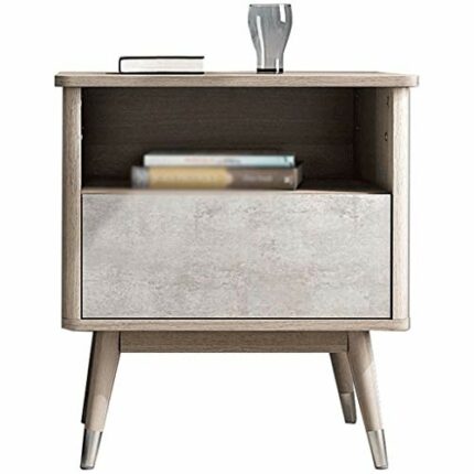 LUKEO Bedside table-Sofa Side Table Snack End Table, End Side Table Nightstand with Storage Drawer Solid Wood Legs Living Room Bedroom Furniture