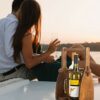 Wood Wine Bottle Glasses Caddy - Beer Carrier - Drinking Desk Accessories - Craft 4 Pack bottle Case - Men's Wine Organizer - Glass tray holder -