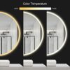 STARLEAD Round Bathroom Mirror with LED lights, 600mm Wall Mounted Mirror, LED Bathroom Mirror Bluetooth Mirror, Demister pad/Dimmable/Color Chan