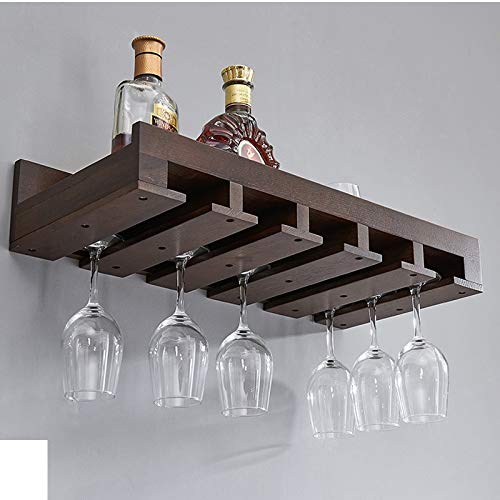 Wall Mount The Wine Glass Hanging Rack Kitchen or dininghanging Wine Shelf Timber Frame Walnut color23.6x10.6x4.7inches Decorative wine rack