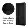 Bernkot Stainless Steel Shower Niche Matte Black 24" X 12" No Tile Needed Wall Niche Rimless Double Recessed Shower Shelves for Bathroom Flush-Mo