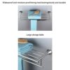 HIGOH Towel Racks, Bathroom Towel Rack Wall Mounted Towel Holder,Stainless Steel Double-Layer Towel Rack,Wall-Mounted Mirror Light Double-Layer T