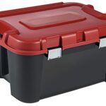 Allibert 229230 Plastic Totem Storage Trunk with 4 Wheels, 140L, Black/Red (79.7 x 59.7 x 40.79cm)