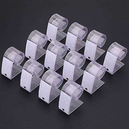 WedDecor Plastic Tablecloth Clips with Hook & Loop Strips, Transparent Table Skirting Clips, Table Skirt Clips, for Banquets, Weddings, Parties,