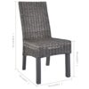 vidaXL 6x Dining Chair Kubu Rattan and Mango Wood Brown Kitchen Furniture Seat