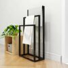 HOMERECOMMEND Metal Towel Bathroom Rack 3 Bars Freestanding Drying Shelf 3 Tier Storage Organizer Washcloths Holder (Black) (df569)