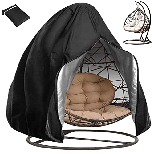 Timisea Egg Chair Cover Double Patio Hanging Egg Chair Cover Swinging Egg Chair Cover Polyester Taffeta Waterproof Heavy Duty Garden Rattan Wicke