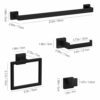 5-Pieces Matte Black Bathroom Accessories Set, 23.6 Inch Bath Towel Bar Set, SUS 304 Stainless Steel Bathroom Hardware Set, Towel Racks for Bathr