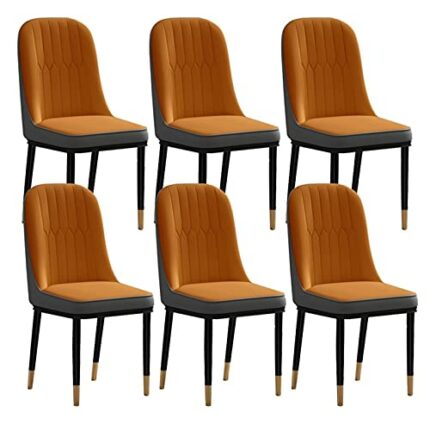 Kitchen Dining Room Furniture Chairs Dining Chairs Set Of 6 Modern PU Water Proof Leather High Back Padded Soft Seat Kitchen Chairs Living Room C
