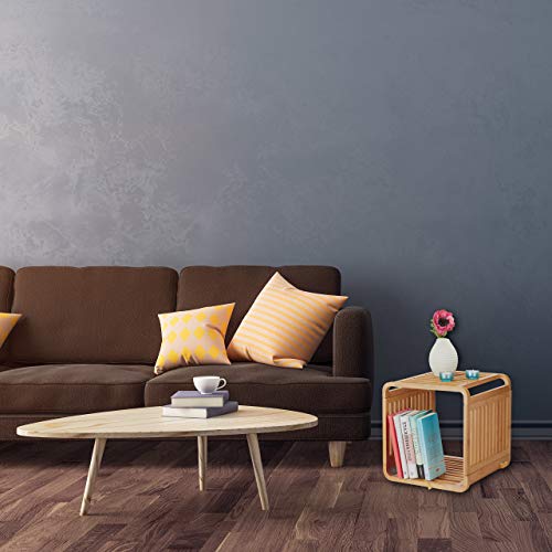 Relaxdays Bamboo Shelf, Rounded Slim Bathroom Rack with Tiers, Square, Natural, HWD: 33x33x33 cm