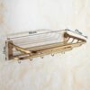 HIGOH Towel Racks, Bathroom Towel Rack Wall Mounted Towel Holder,Antique Multifunctional Folding Bath Towel Rack,All Copper Hook Towel Shelf,Euro