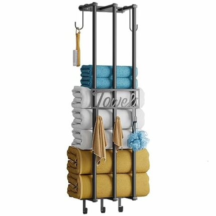 Wotendy Towel Rack Wall Mounted, Bathroom Towel Storage Rail Rack Can Hold 6 Large Bath Sheets, 78cm Bathroom Towel Holder, 3 Bar Rail for Rolled