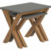 Amazon Brand - Movian Rectangular Nest of Tables, Natural Solid Oak Legs and Grey Color Painted Top, 60 cm x 43 cm x 44.8 cm / 42 cm x 43 cm x 36