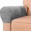 Golden Apple Pack of 2 Velvet Soft Sofa Arm Slipcovers Elastic Sofa Armrest Protectors Removable Sofa Arm Covers (Gray)