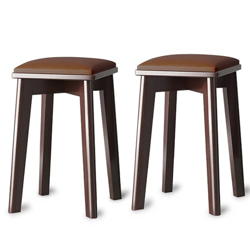 Rukulin Wooden Stacking Stool Stackable Bar Stools with Padded Seat for Home Kitchen Office (1Pack)