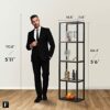FENLO Fantasy Plus 66" Luxury Glass Display Shelf with Dimmable LED Floor Lamps, Sturdy Glass Shelves For Bedroom, Curio Cabinet with Glass Books