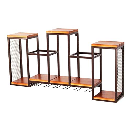 ULAINE Wine Racks Kitchen Bar Unit Storage Shelves Wall Holder, Wine Bottle and Glass Holder, Wall-Mounted Wine Goblet Stemware Holder - Metal Wr