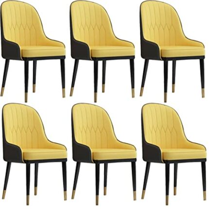 Kitchen Dining Room Furniture Chairs Living Room Leather Dining Chairs Set Of 6 Water Proof PU Leather Side Chair with Metal Legs for Dining And