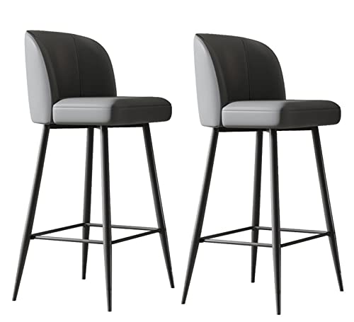 ADEADE Grey Leather Swivel Barstools Set of 2 Island Bar Chairs with Back Bar Stools Counter Height Carbon Steel Metal Legs Upholstered Seat for