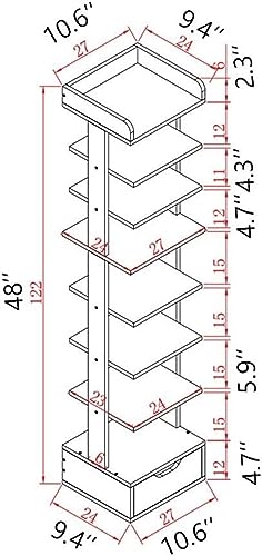 KRHINO Shoe Rack 8 Tier Shoe Rack With Drawer Modern Shoe Cabinet Home Furniture Hallway Vertical Space-saving Shoe Storage (Color : Sandalwood)