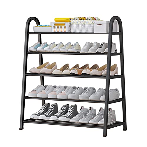 Free Standing 5-Tier Shoe Rack For Closet 15-20 Pairs Metal Shoe Organizer Easy Assembly Shoe Boxes Sturdy Shoe Shelf For Entryway, Garage, Bedro